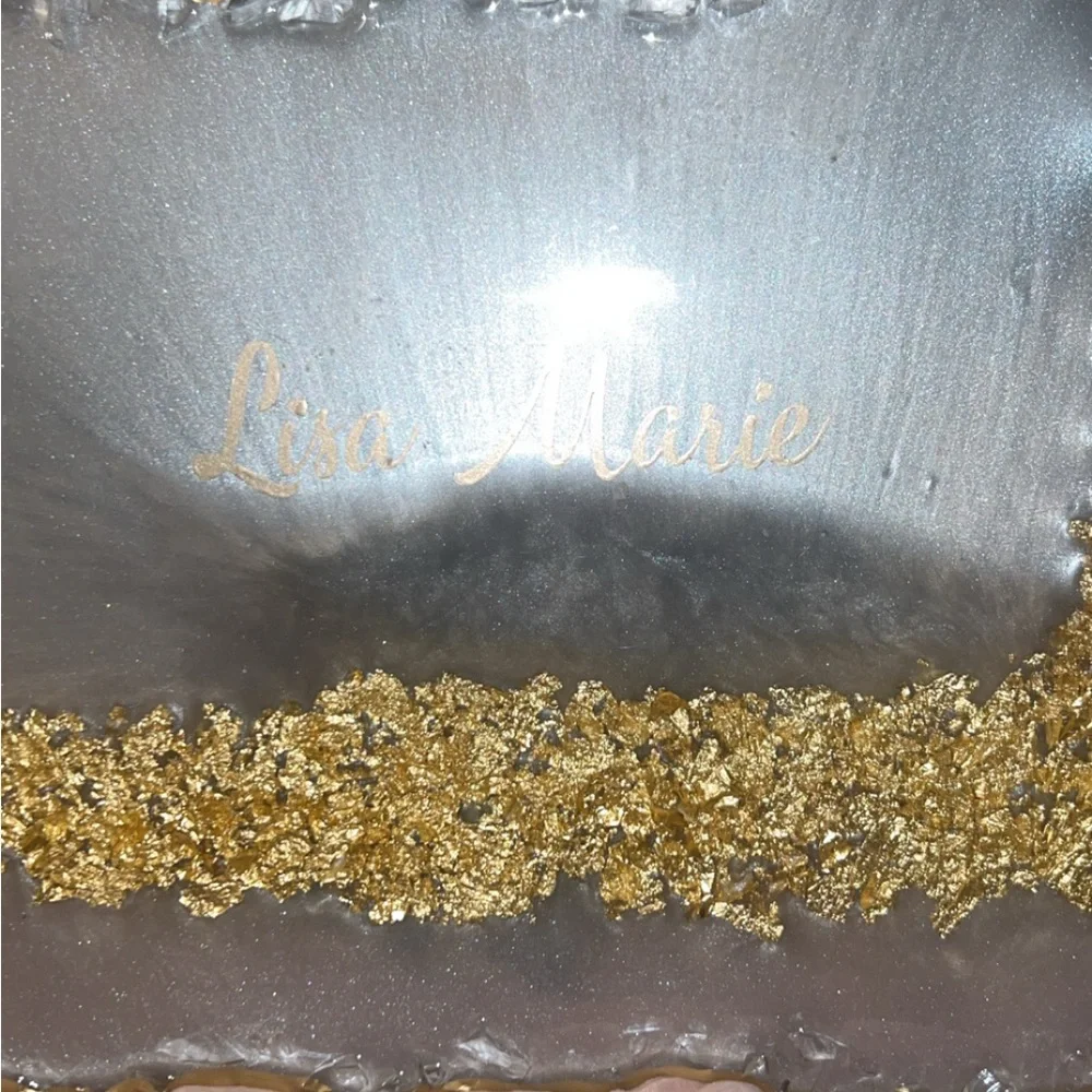 Elegant Gold and Silver Decorative Tray-Gold Resin